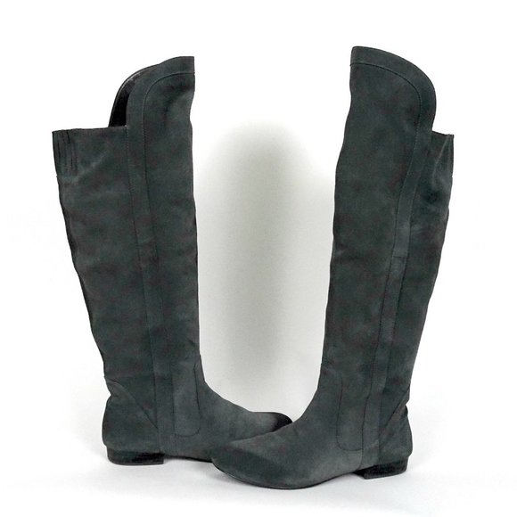 Saks Fifth Avenue Shoes - 5/48 Saks Fifth Avenue Gray Suede Pirate Boots 9